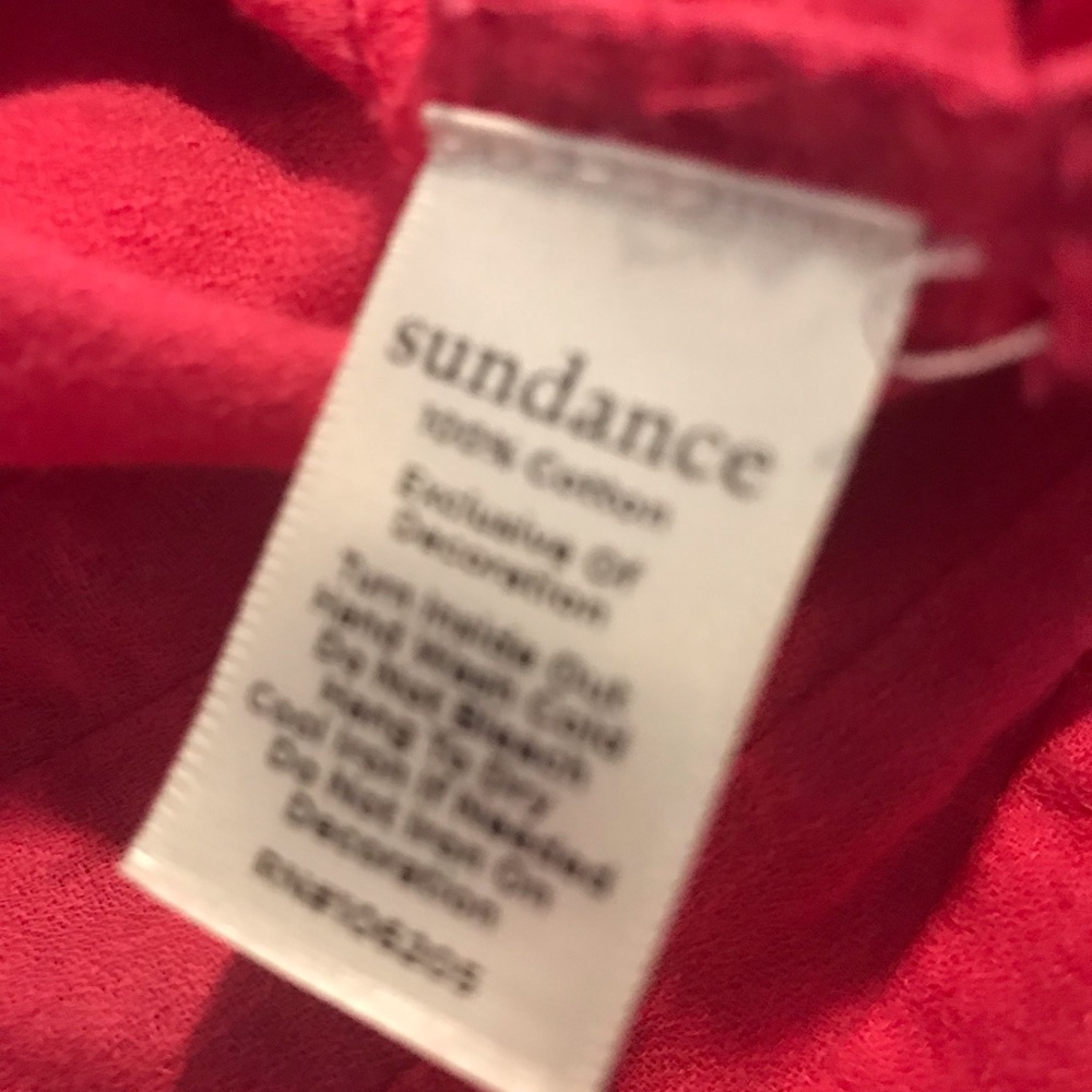 Sundance Coral Red Embroidered Boho Blouse - Picture 9 of 13